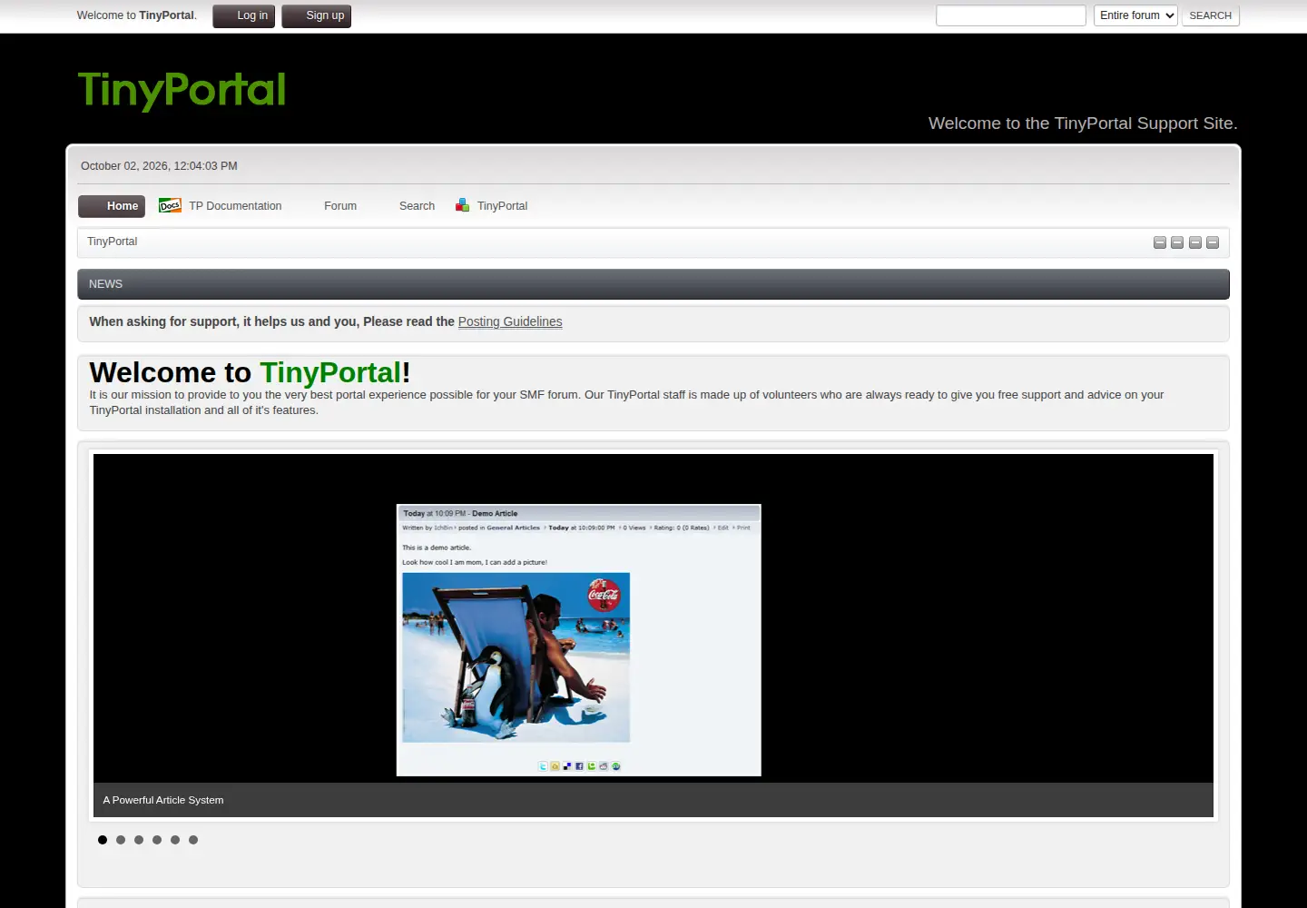 Screenshot of tinyportal.net