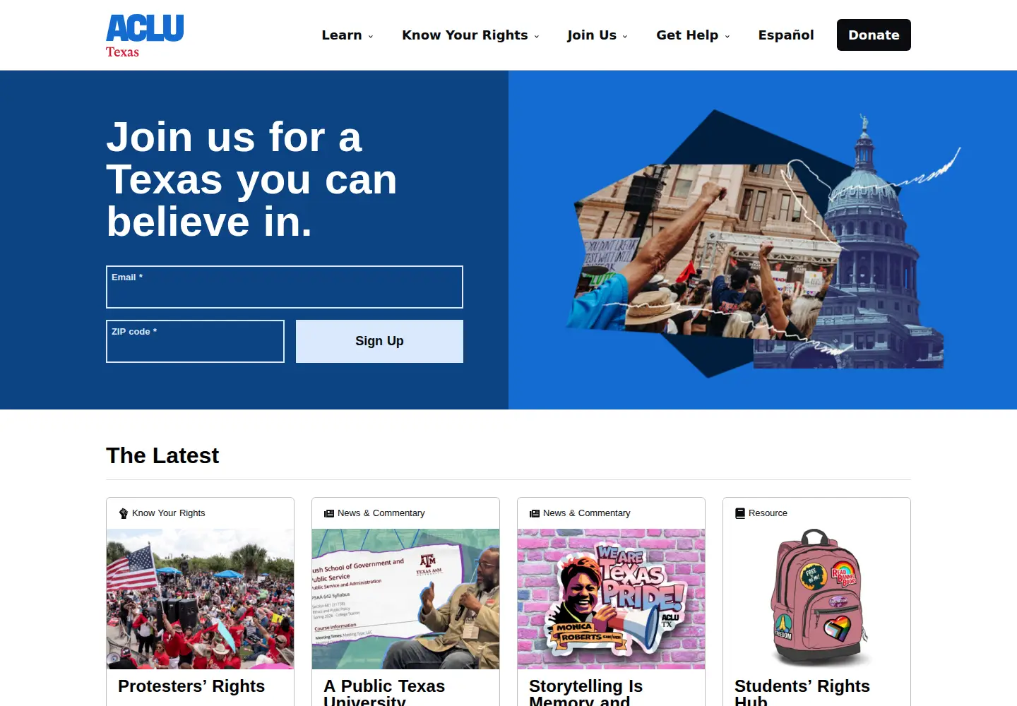 Screenshot of aclutx.org
