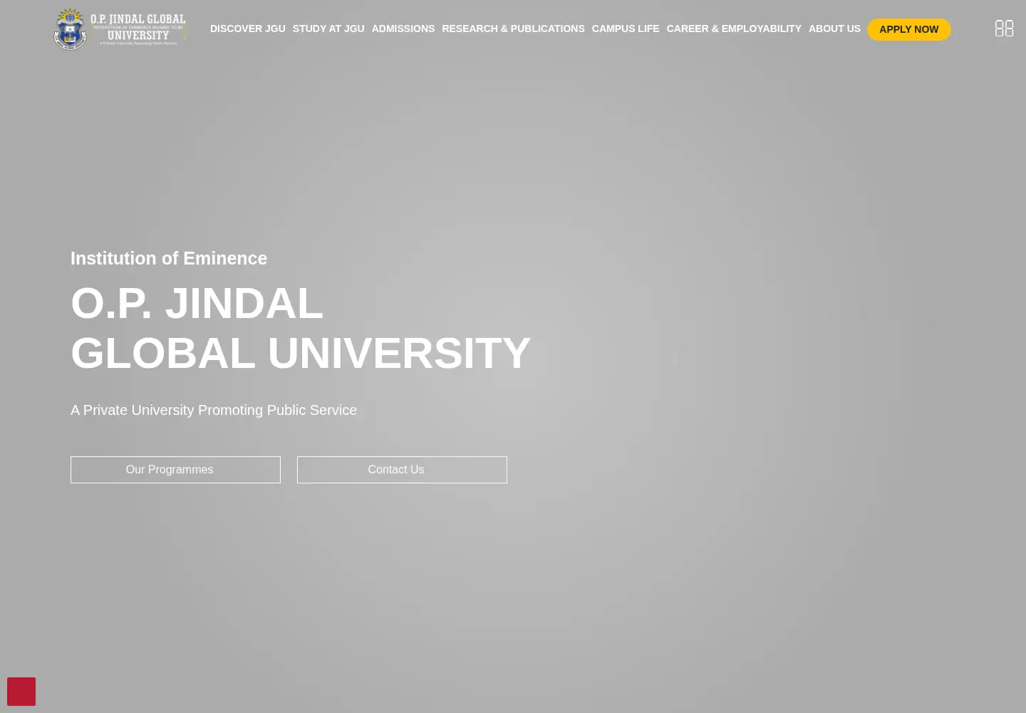 Screenshot of jgu.edu.in