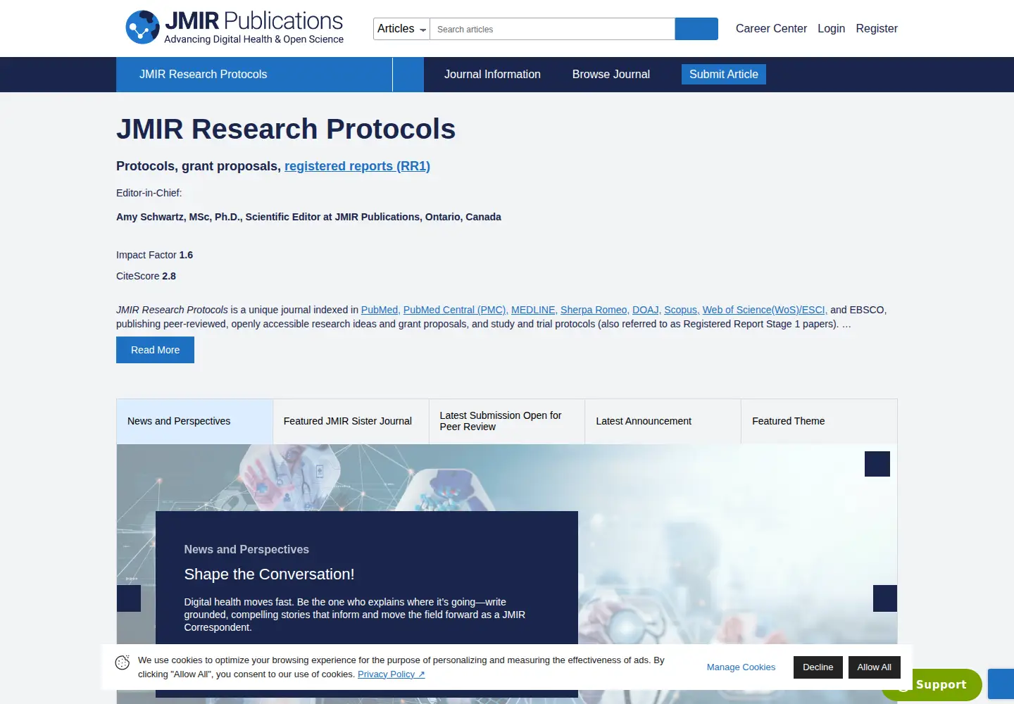 Screenshot of researchprotocols.org