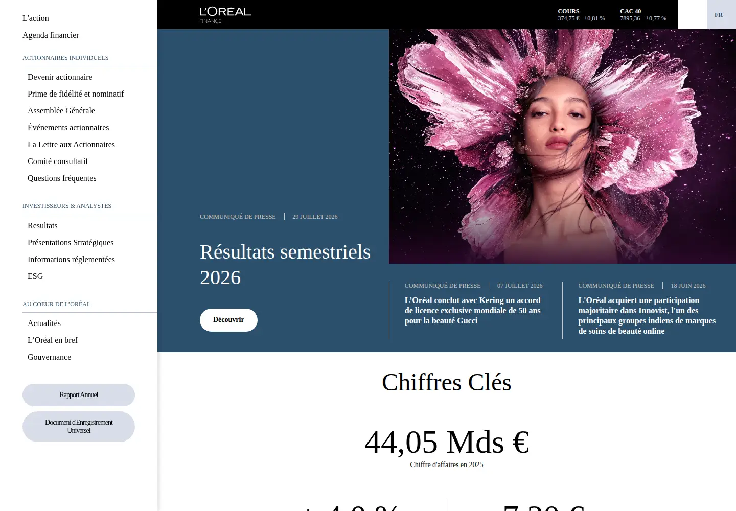 Screenshot of loreal-finance.com