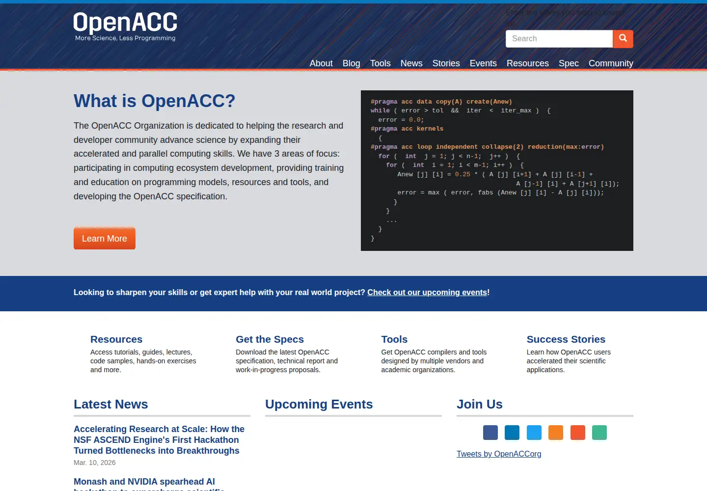 Screenshot of openacc.org
