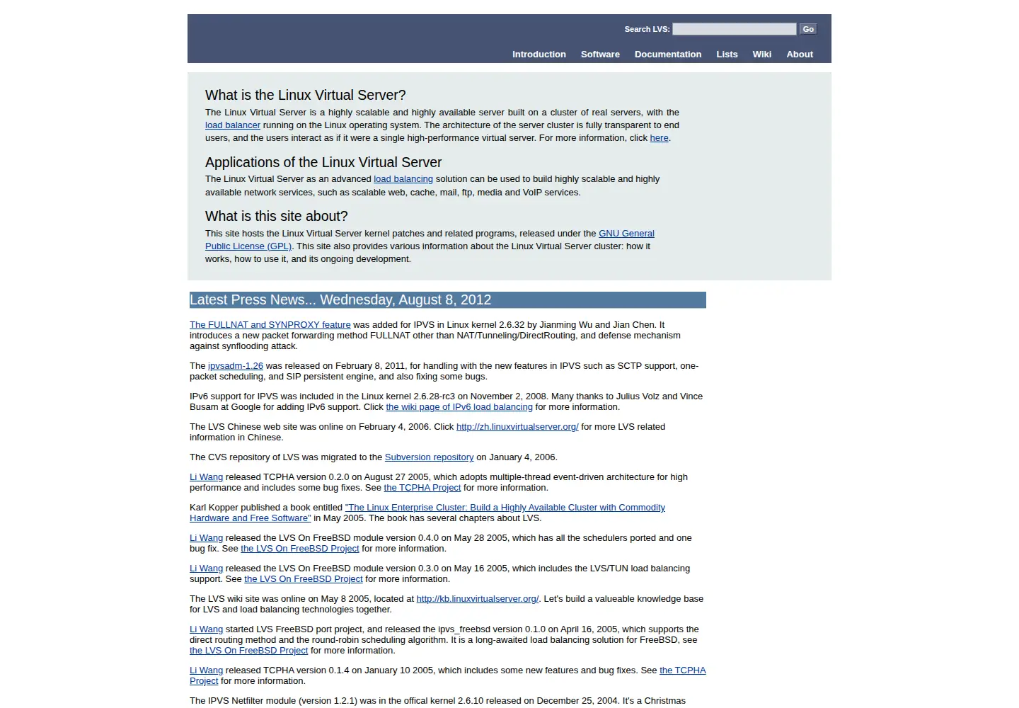 Screenshot of linuxvirtualserver.org