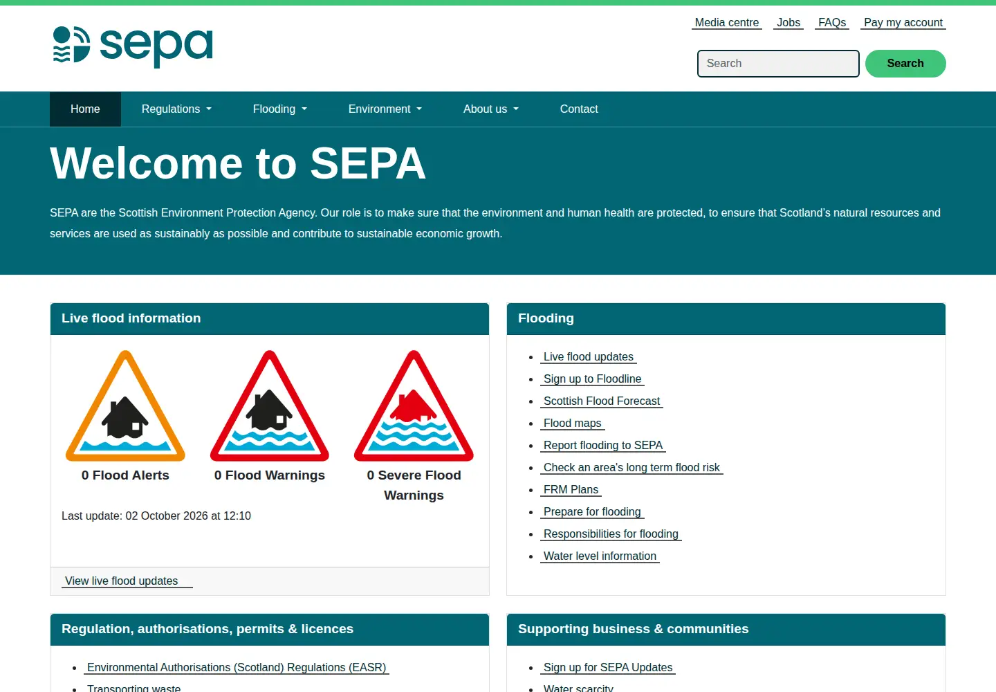 Screenshot of sepa.org.uk