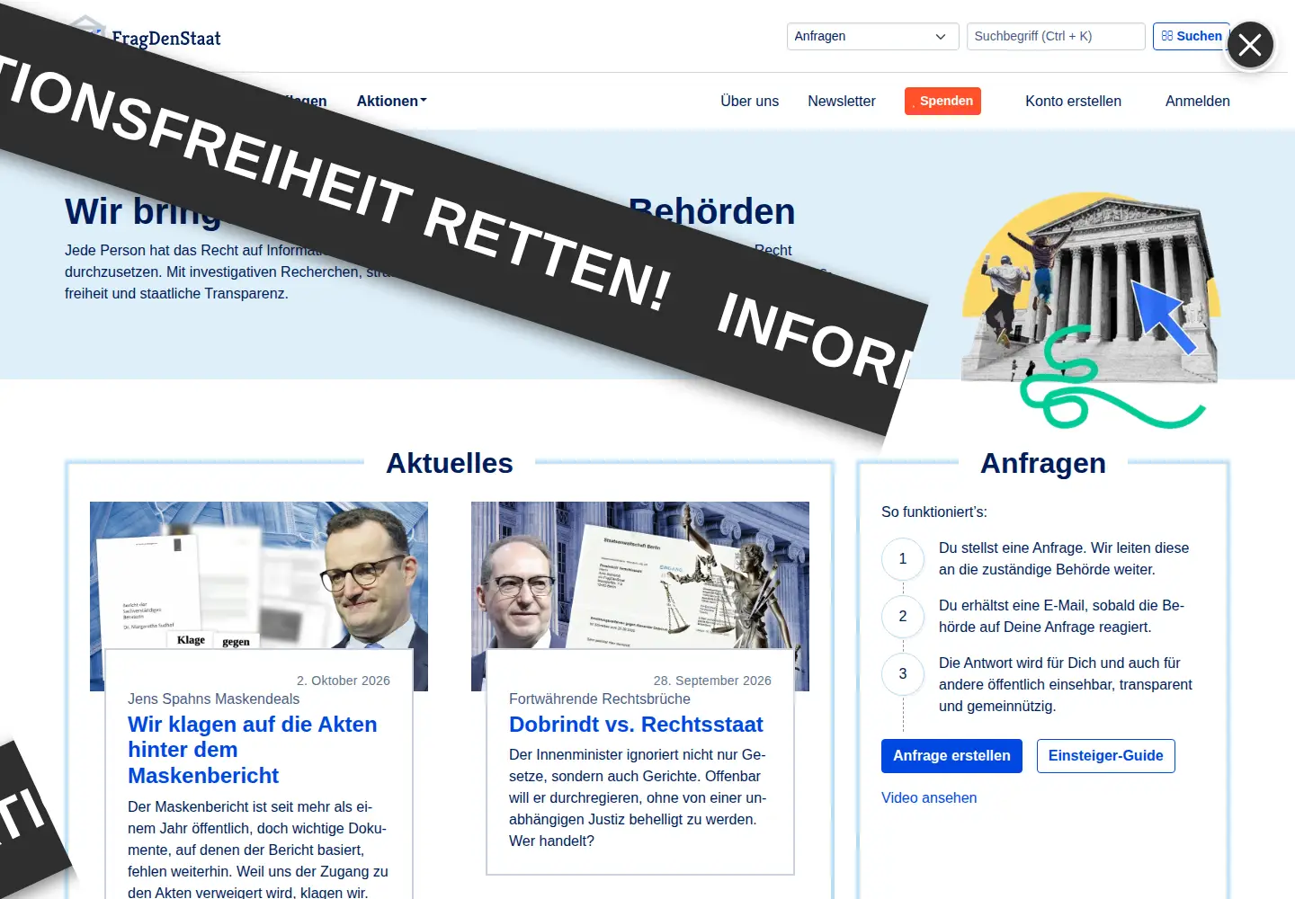 Screenshot of fragdenstaat.de