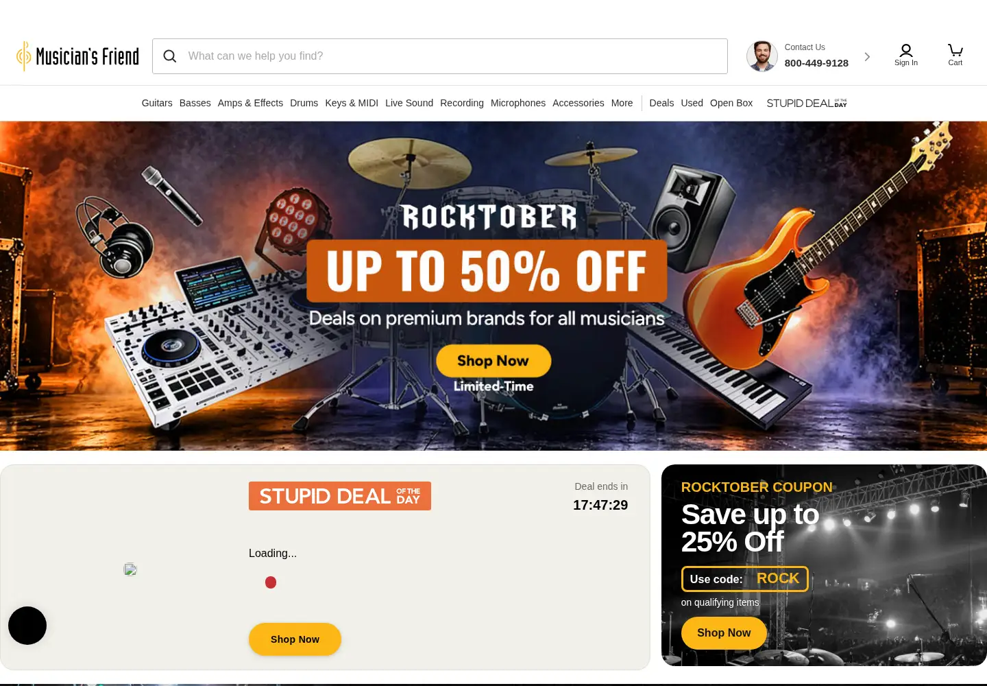 Screenshot of musiciansfriend.com