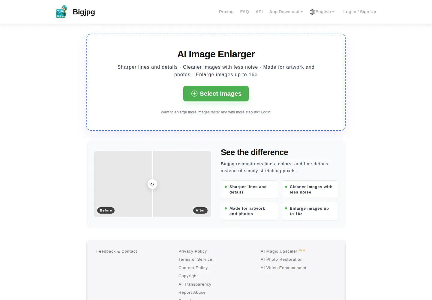Screenshot of bigjpg.com