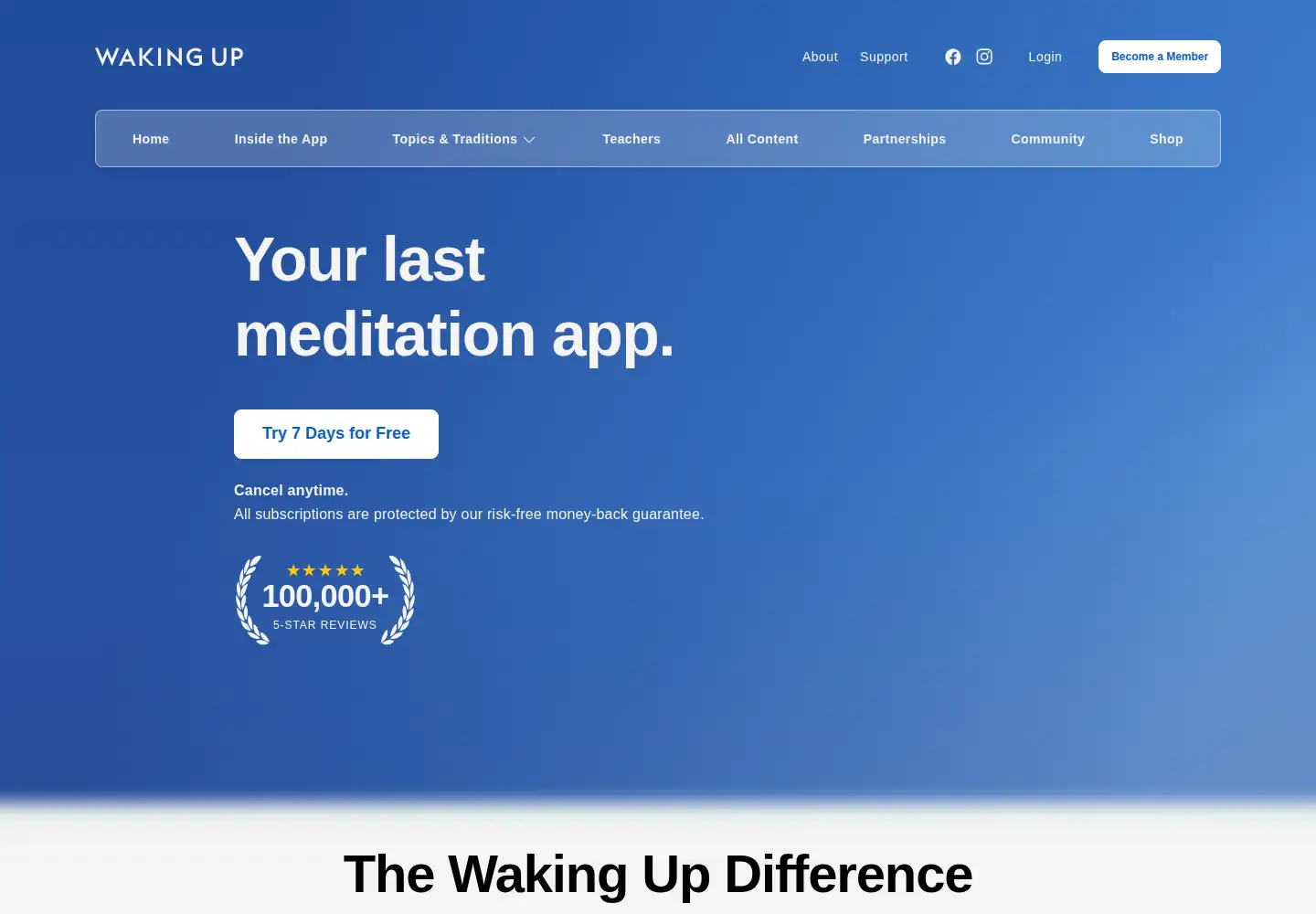 Screenshot of wakingup.com