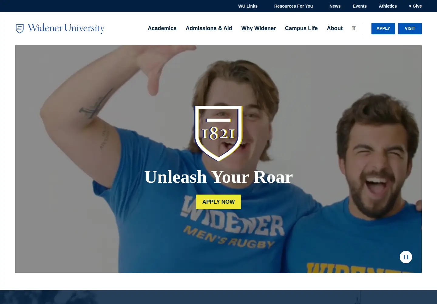 Screenshot of widener.edu