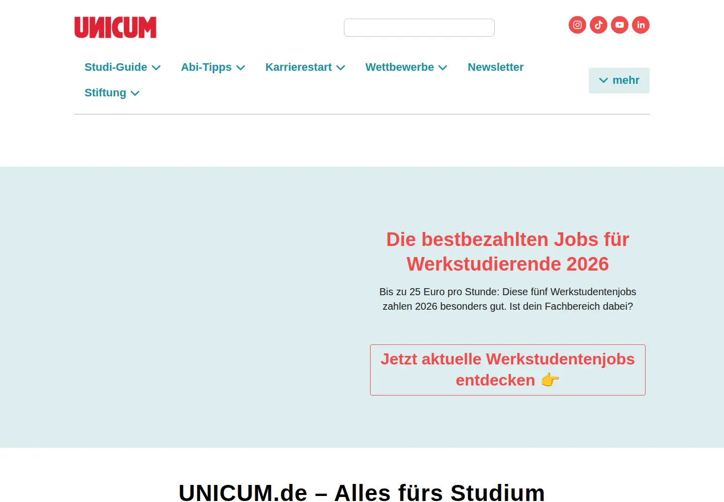 Screenshot of unicum.de