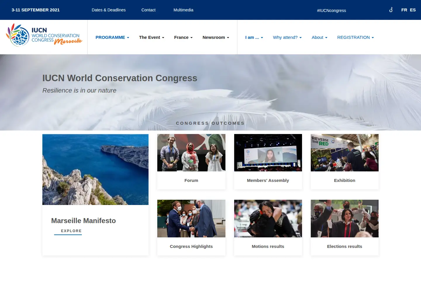 Screenshot of iucncongress2020.org