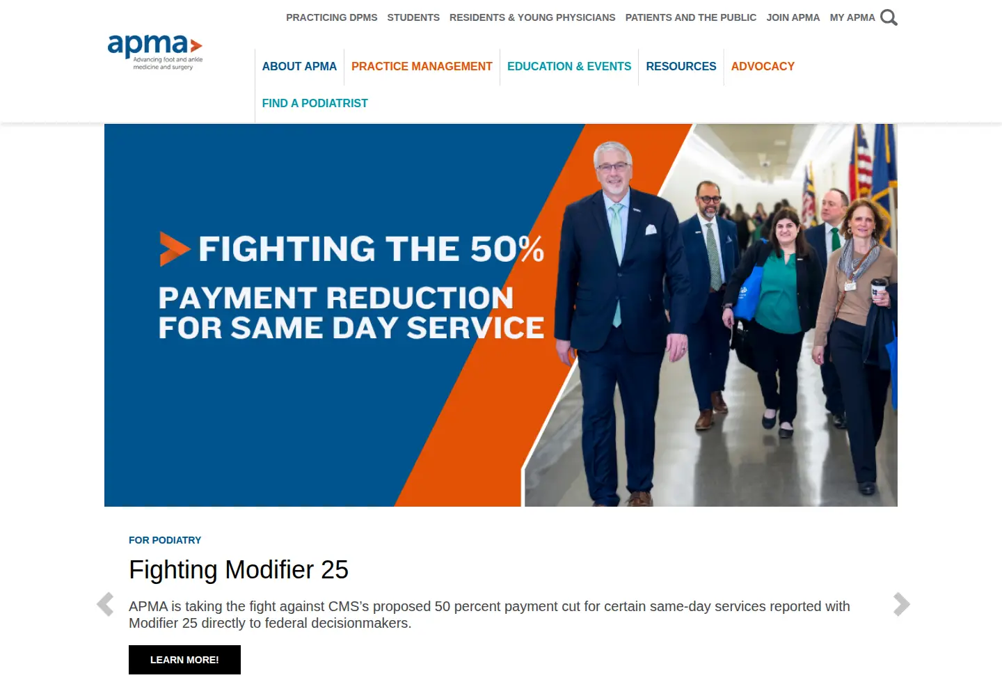 Screenshot of apma.org