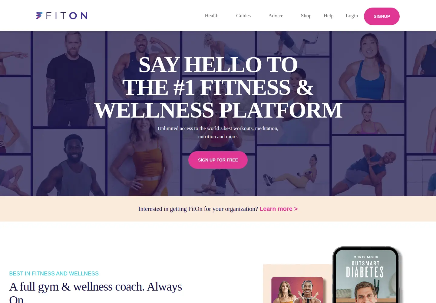 Screenshot of fitonapp.com