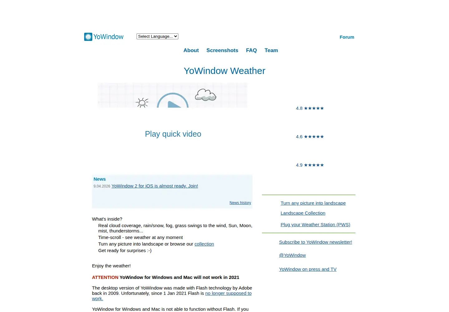 Screenshot of yowindow.com