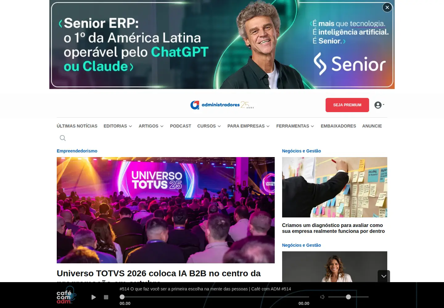 Screenshot of administradores.com.br