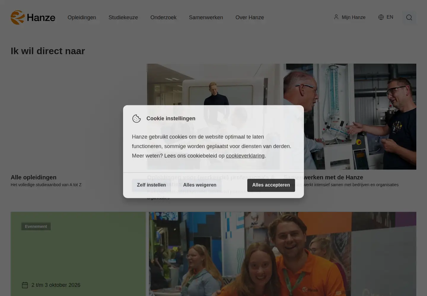 Screenshot of hanze.nl