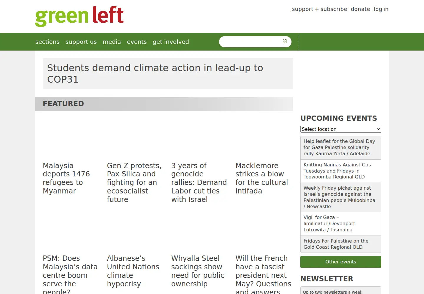 Screenshot of greenleft.org.au