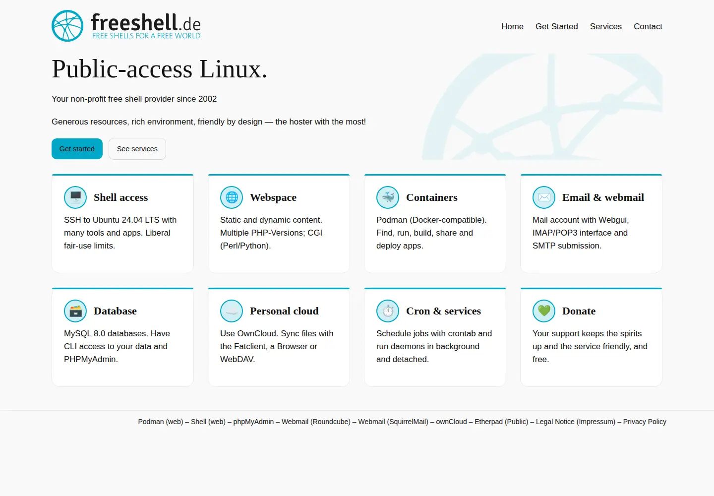 Screenshot of freeshell.de