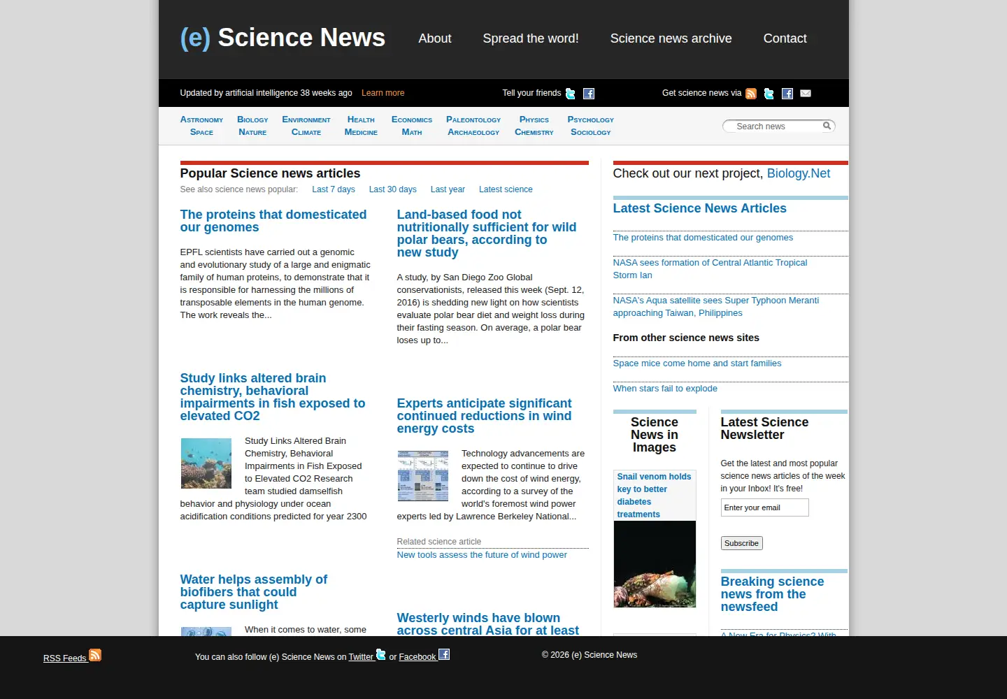 Screenshot of esciencenews.com