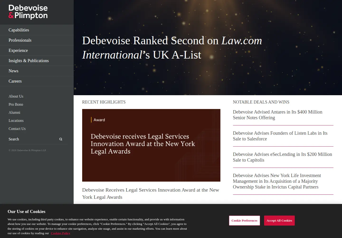 Screenshot of debevoise.com
