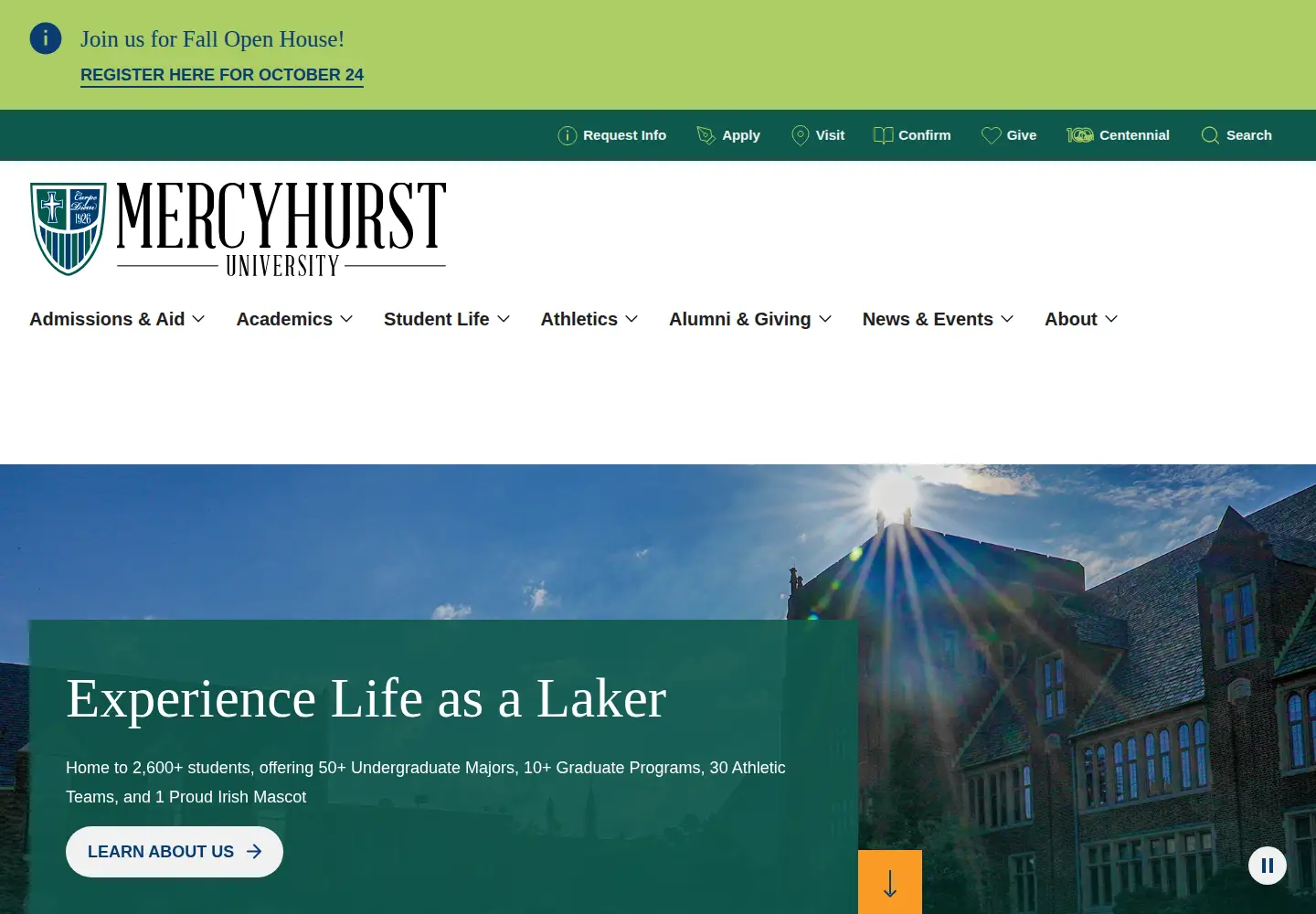 Screenshot of mercyhurst.edu