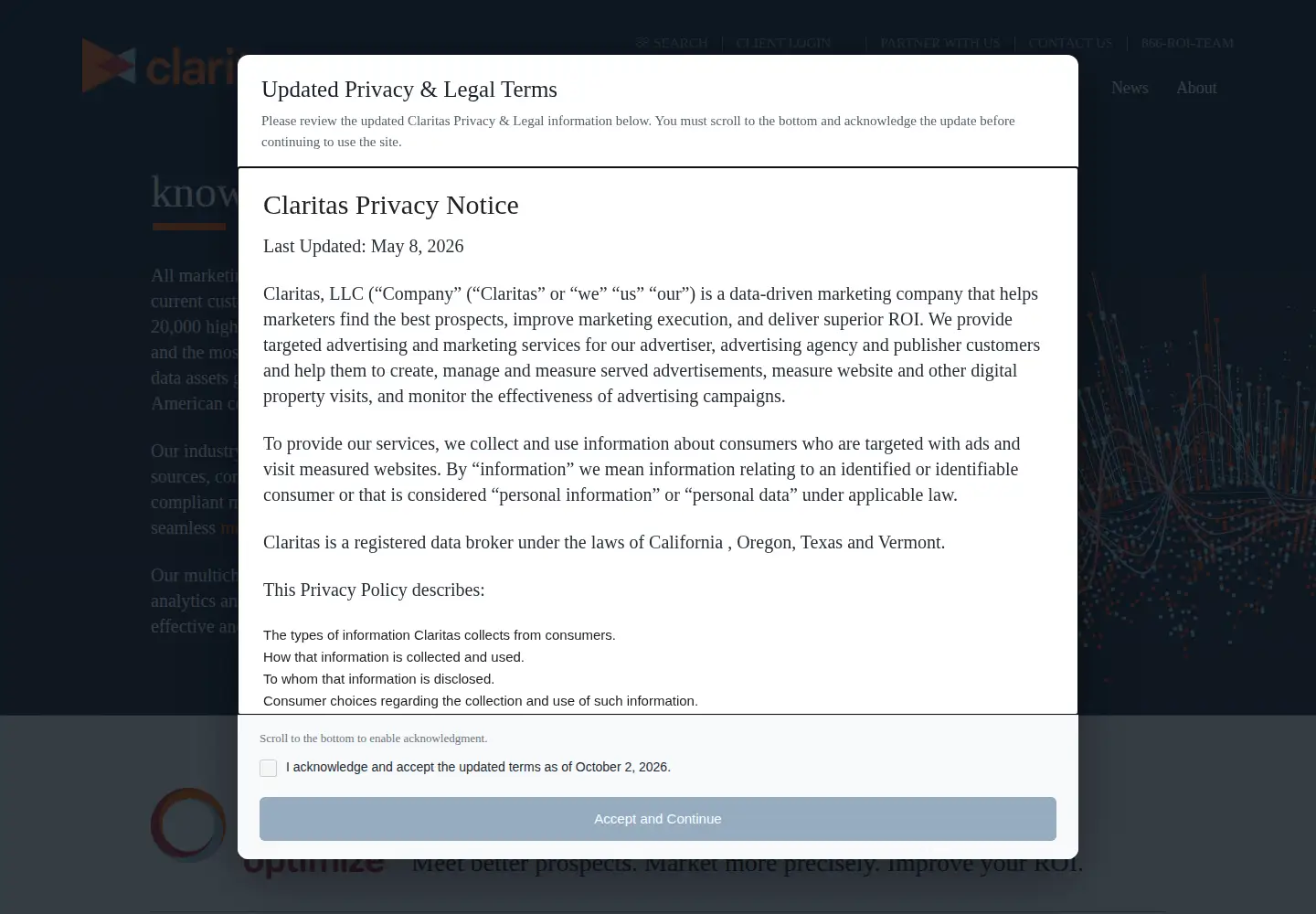 Screenshot of claritas.com