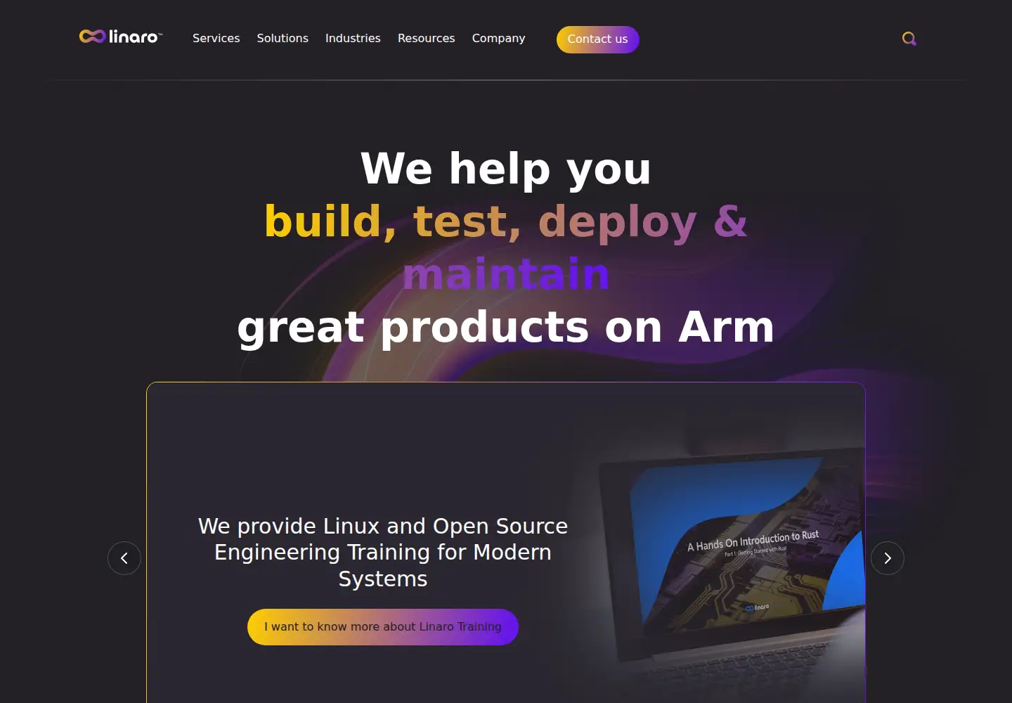 Screenshot of linaro.org