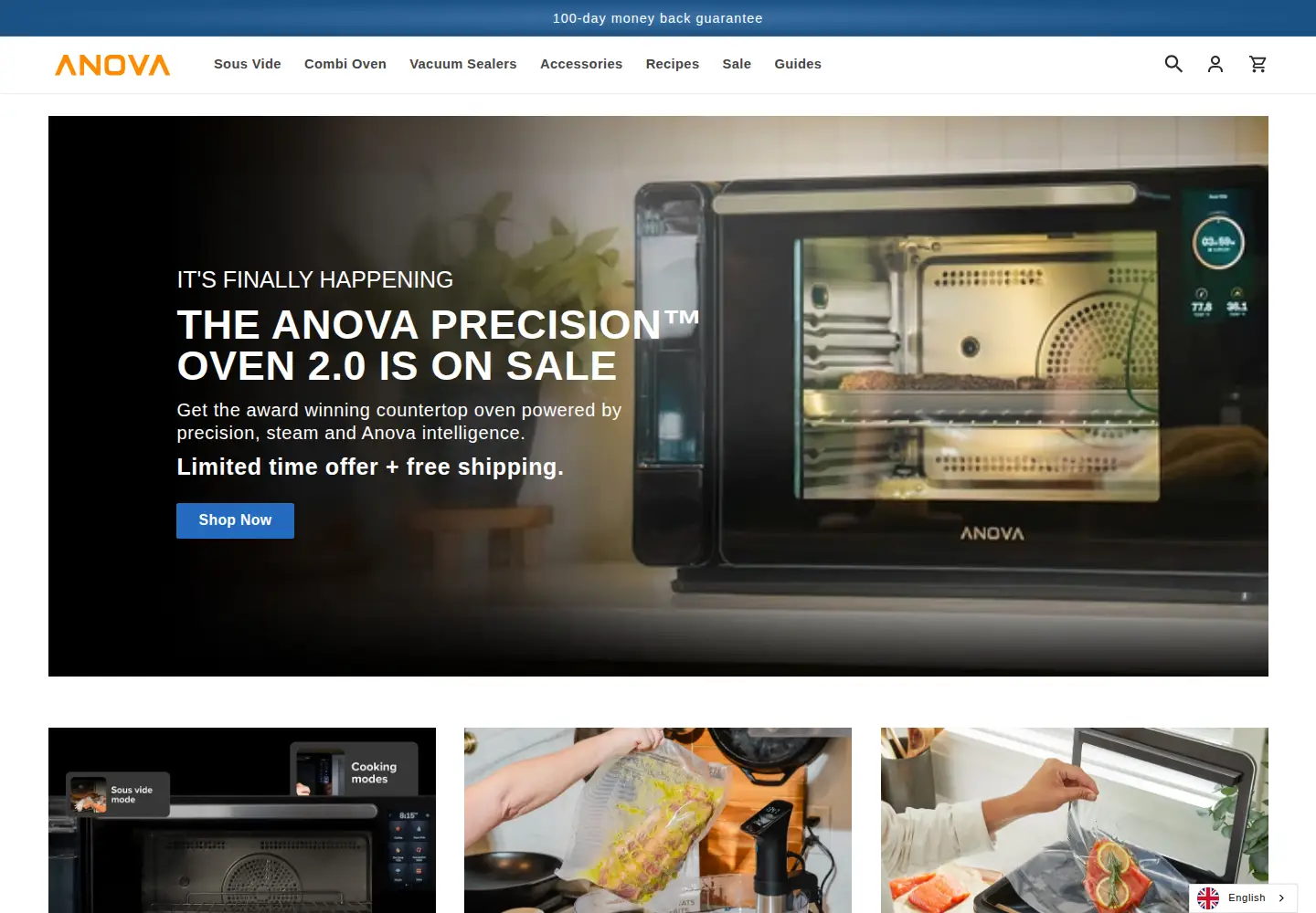 Screenshot of anovaculinary.com
