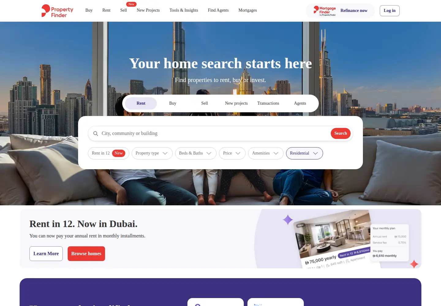 Screenshot of propertyfinder.ae