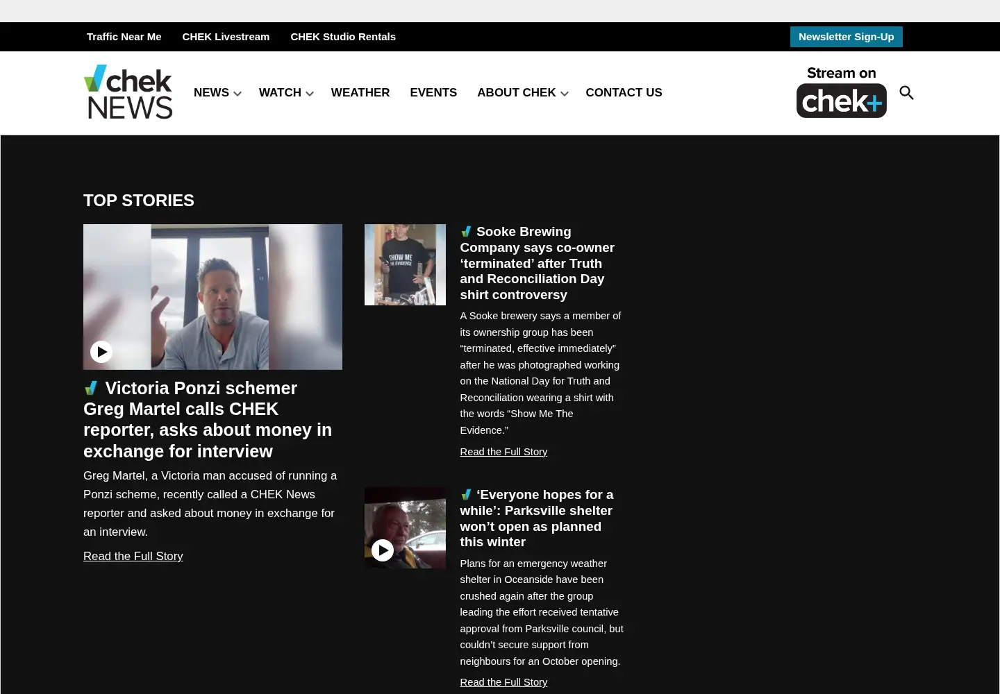 Screenshot of cheknews.ca
