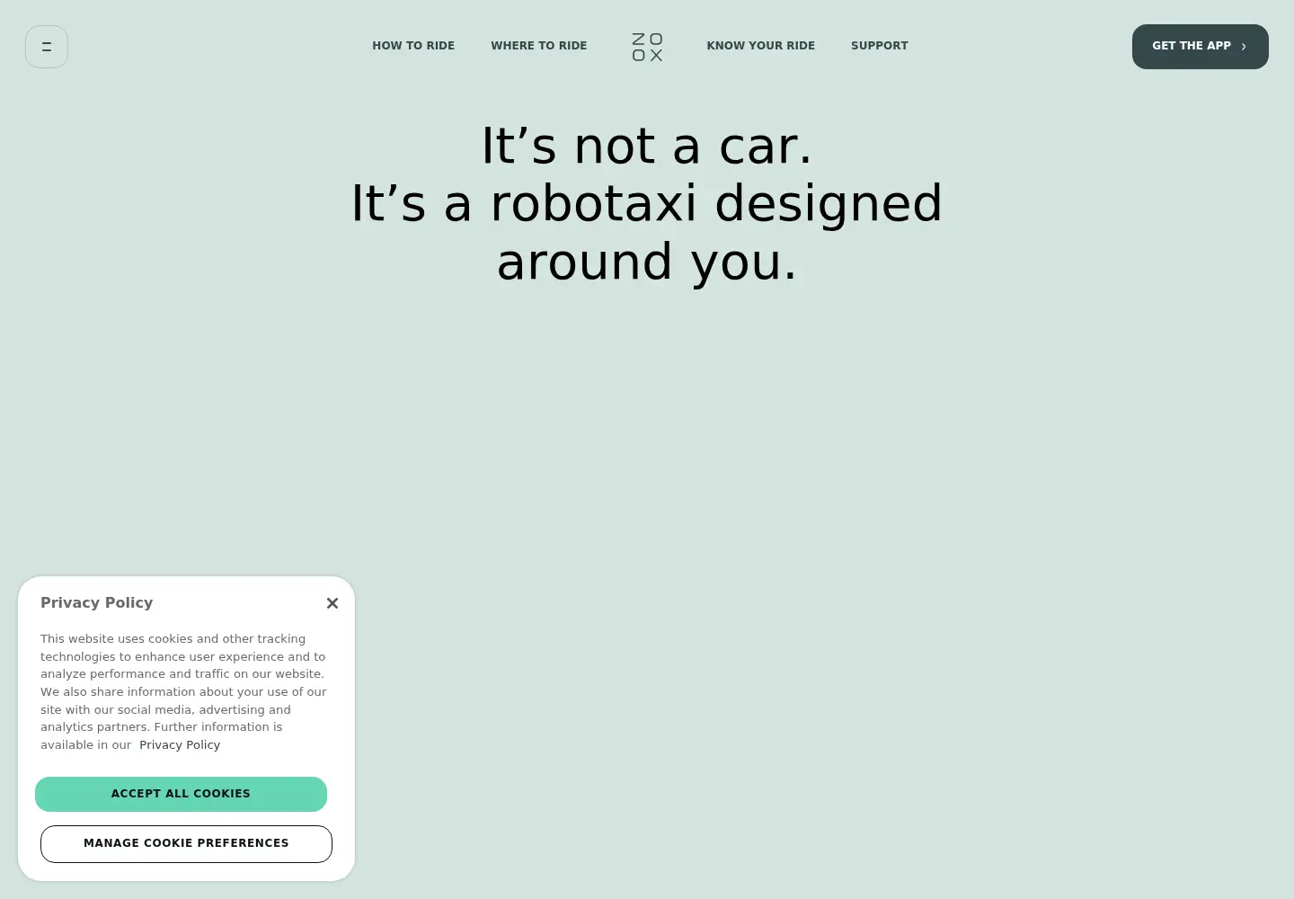Screenshot of zoox.com