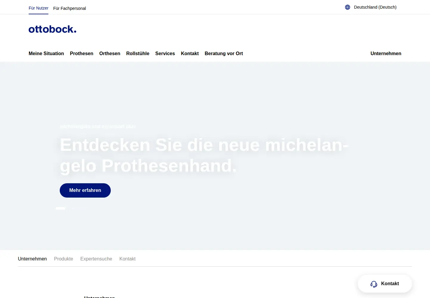 Screenshot of ottobock.com