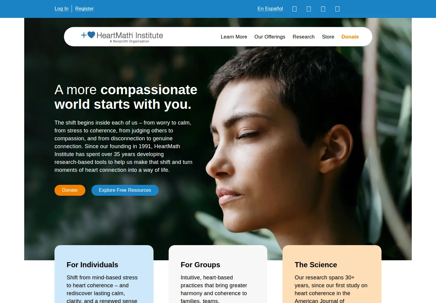 Screenshot of heartmath.org