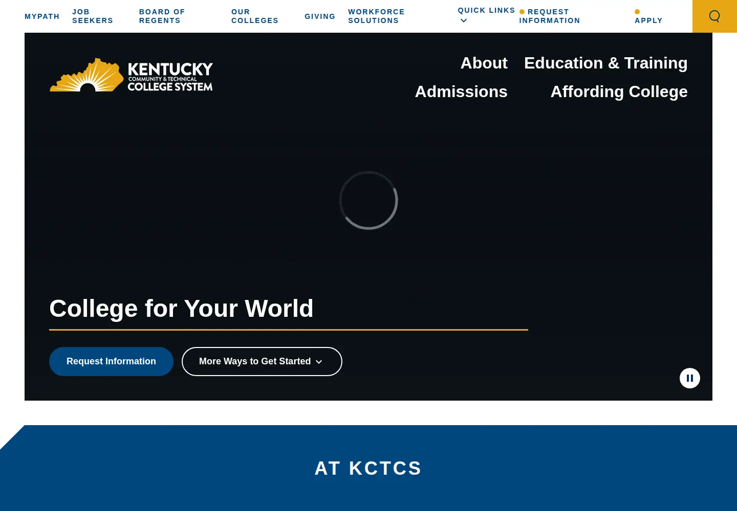Screenshot of kctcs.edu