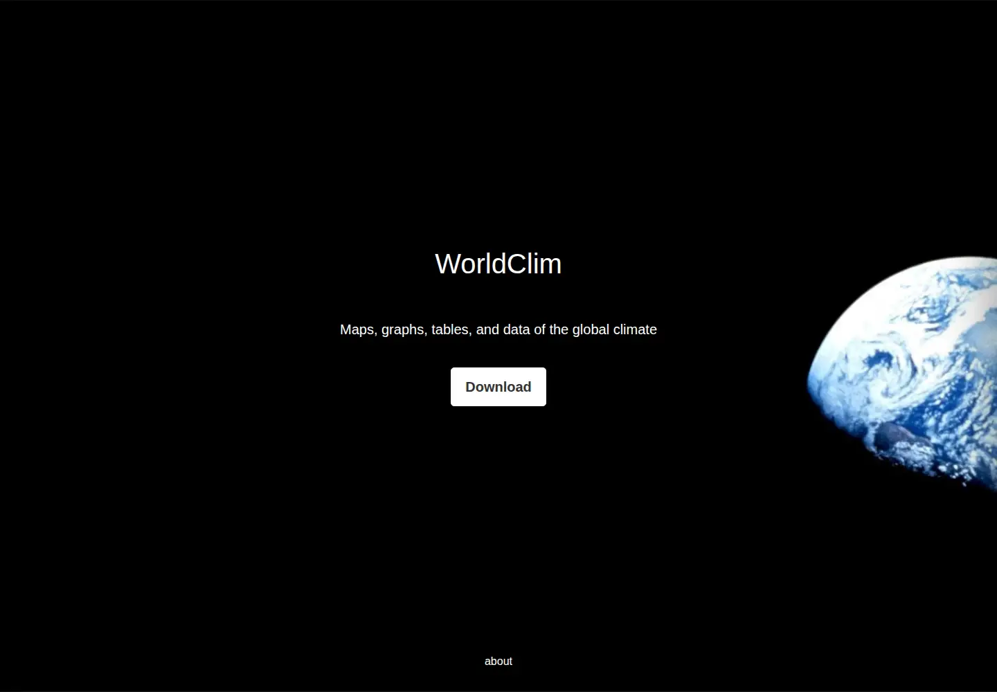 Captured homepage of worldclim.org in the current scan