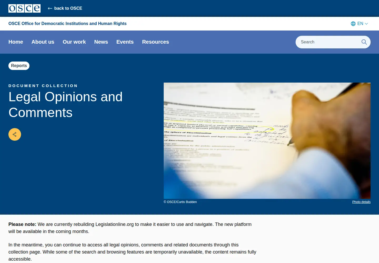 Screenshot of legislationline.org
