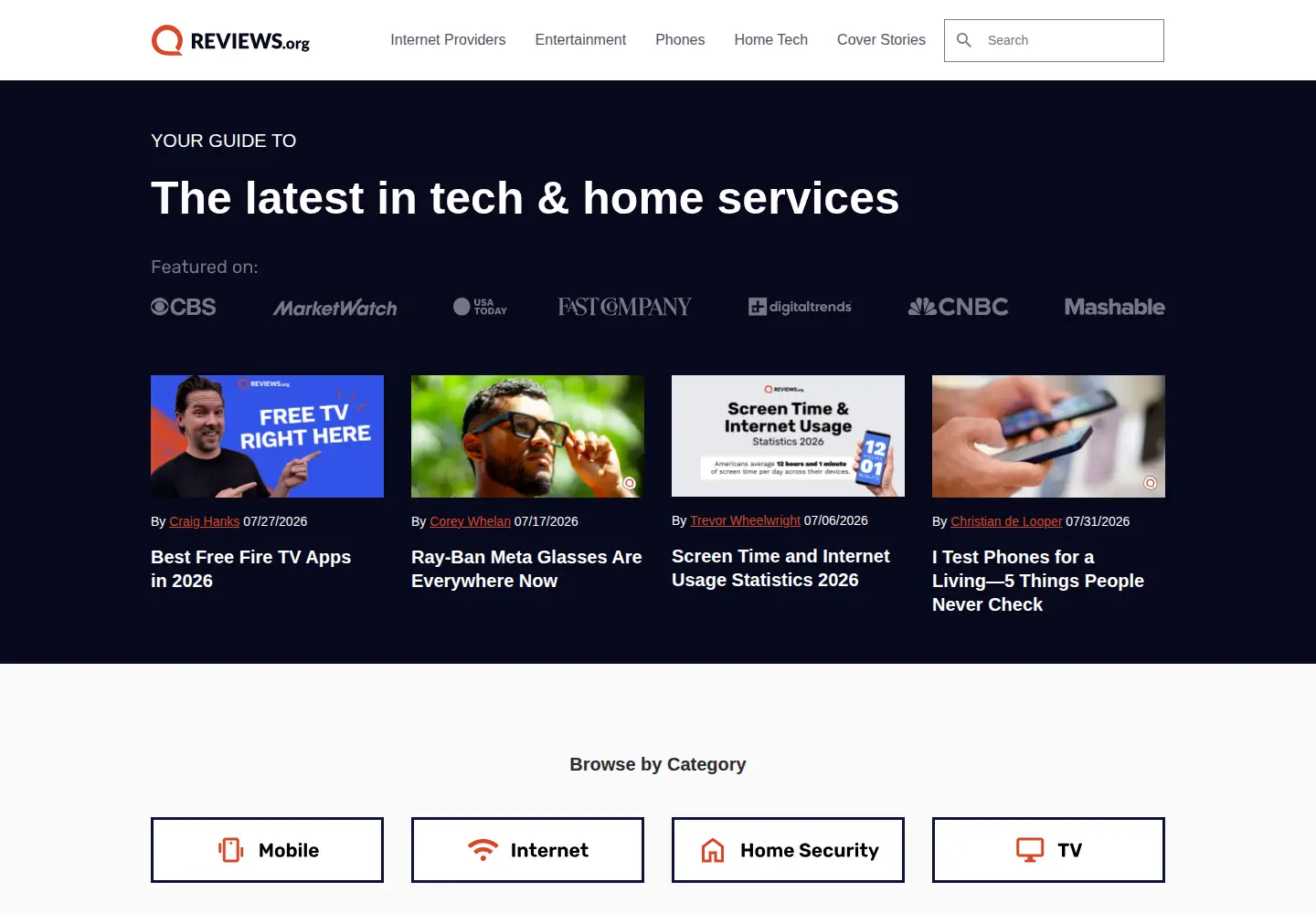 Screenshot of reviews.org