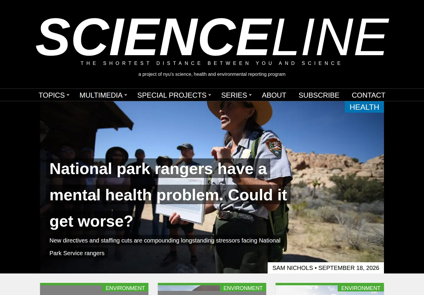 Screenshot of scienceline.org