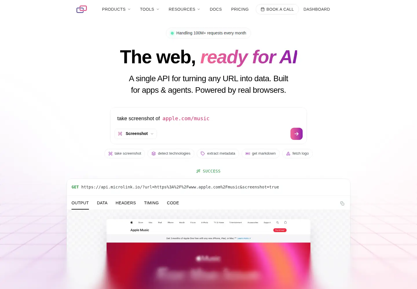 Screenshot of microlink.io