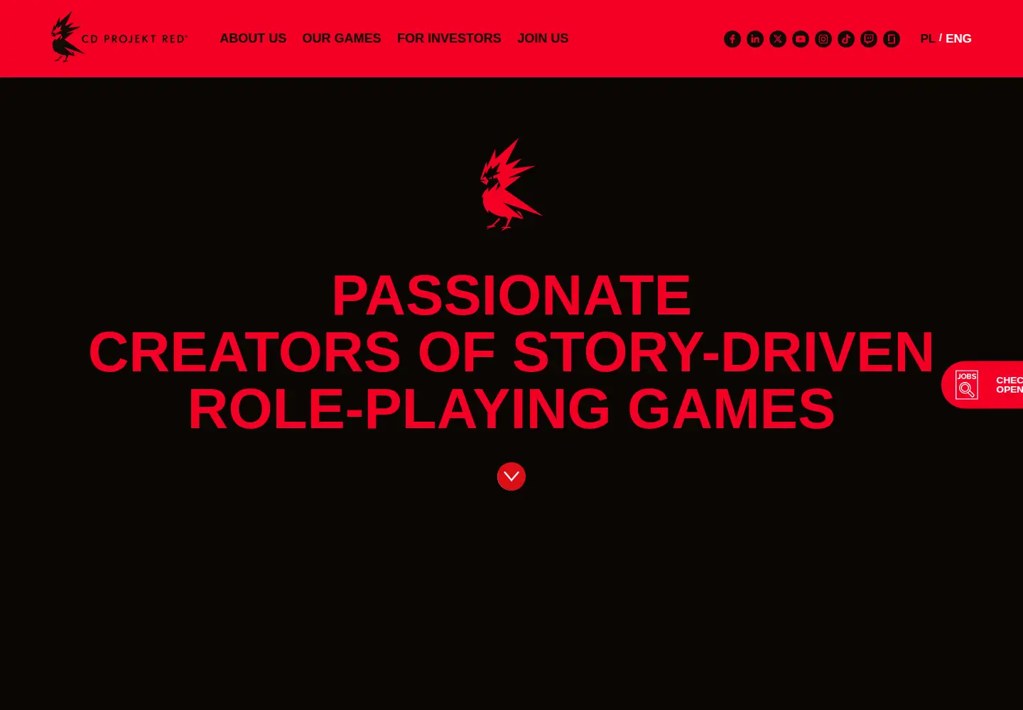 Screenshot of cdprojektred.com