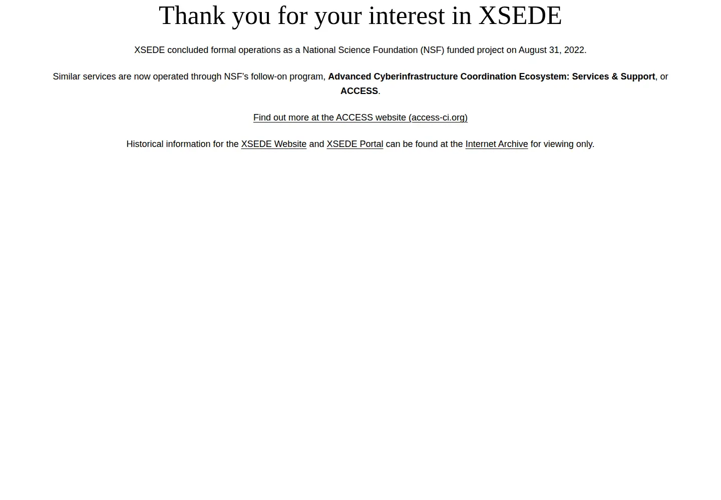 Screenshot of xsede.org