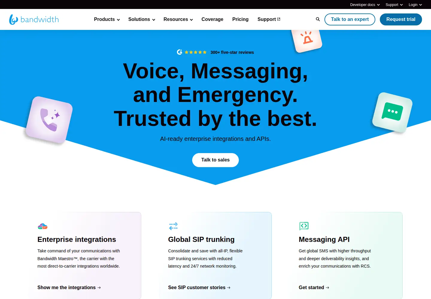 Screenshot of bandwidth.com