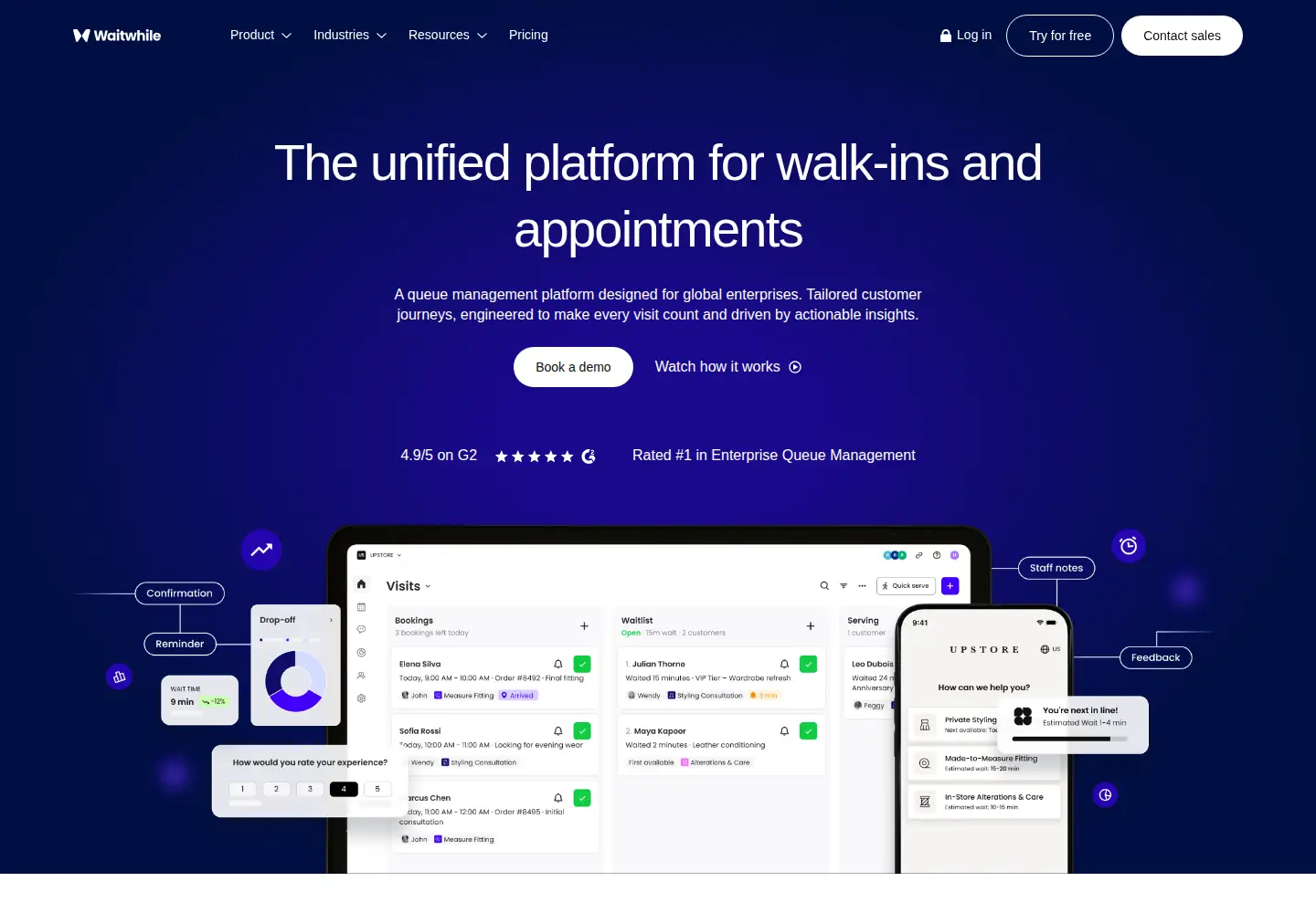 Screenshot of waitwhile.com
