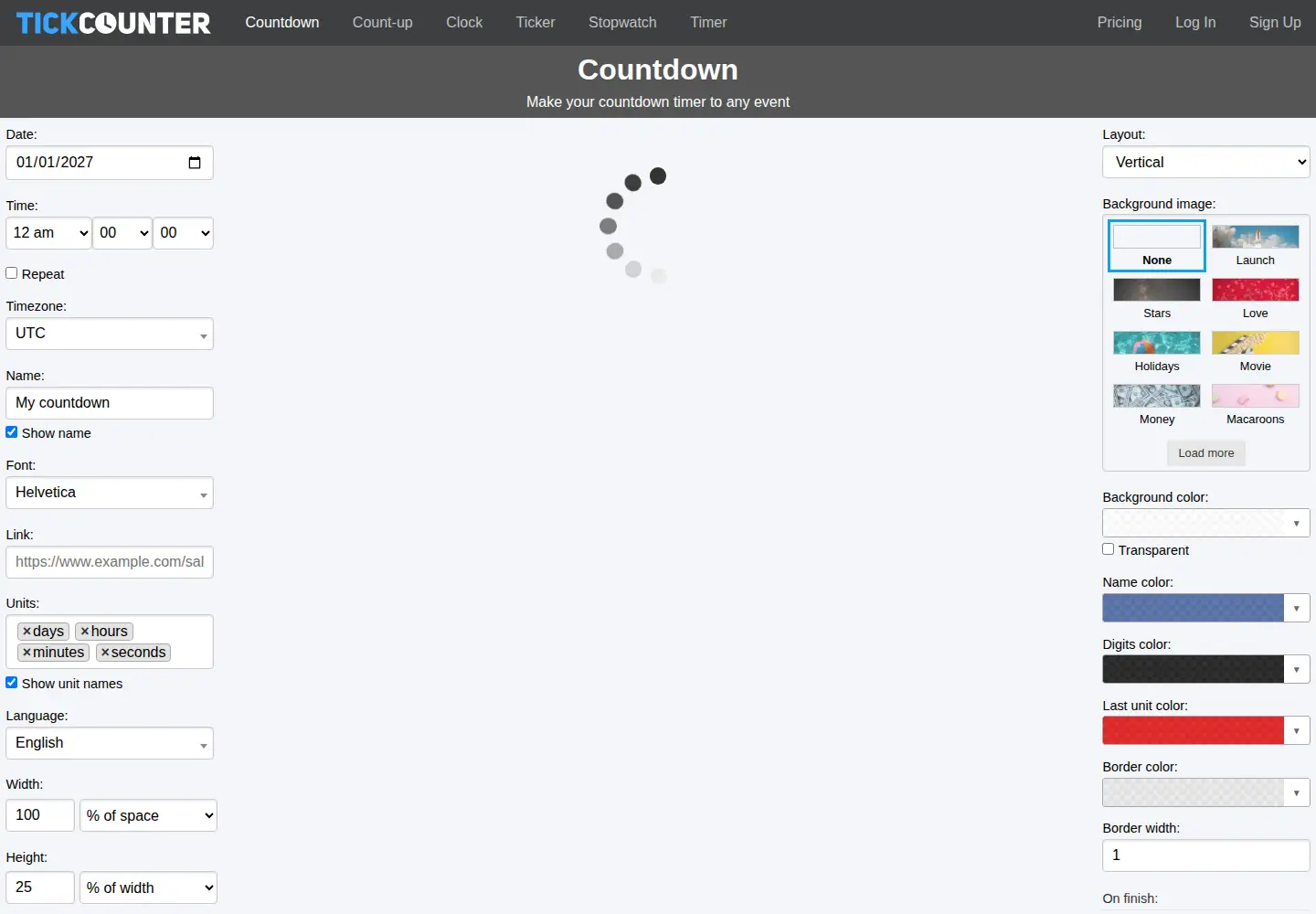 Screenshot of tickcounter.com