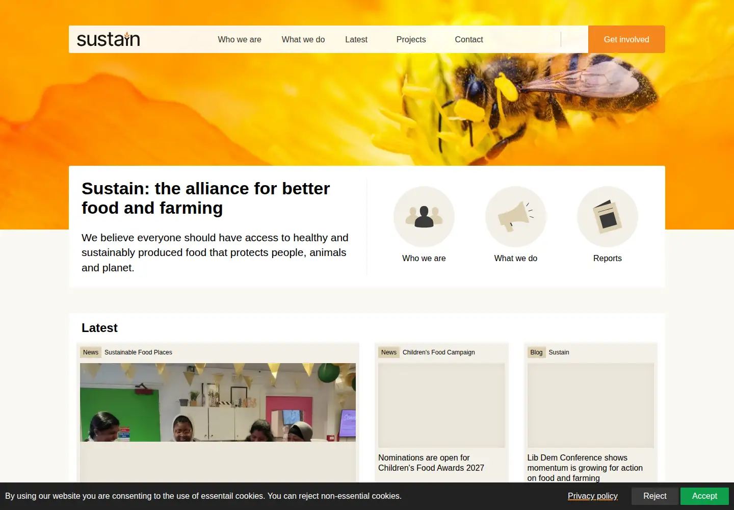 Screenshot of sustainweb.org