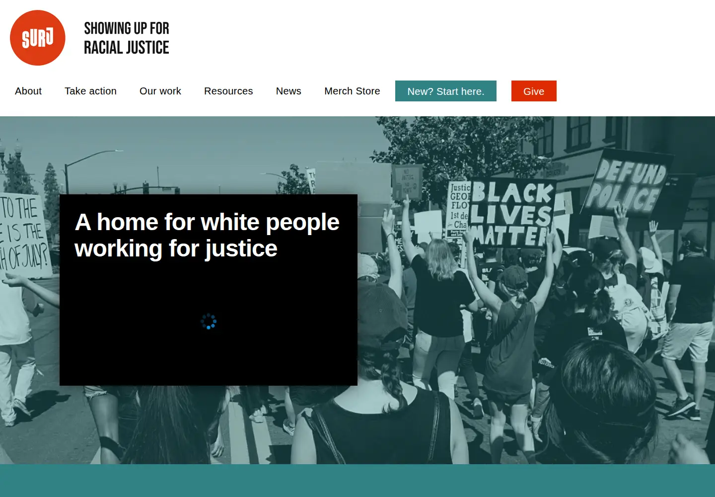Screenshot of showingupforracialjustice.org