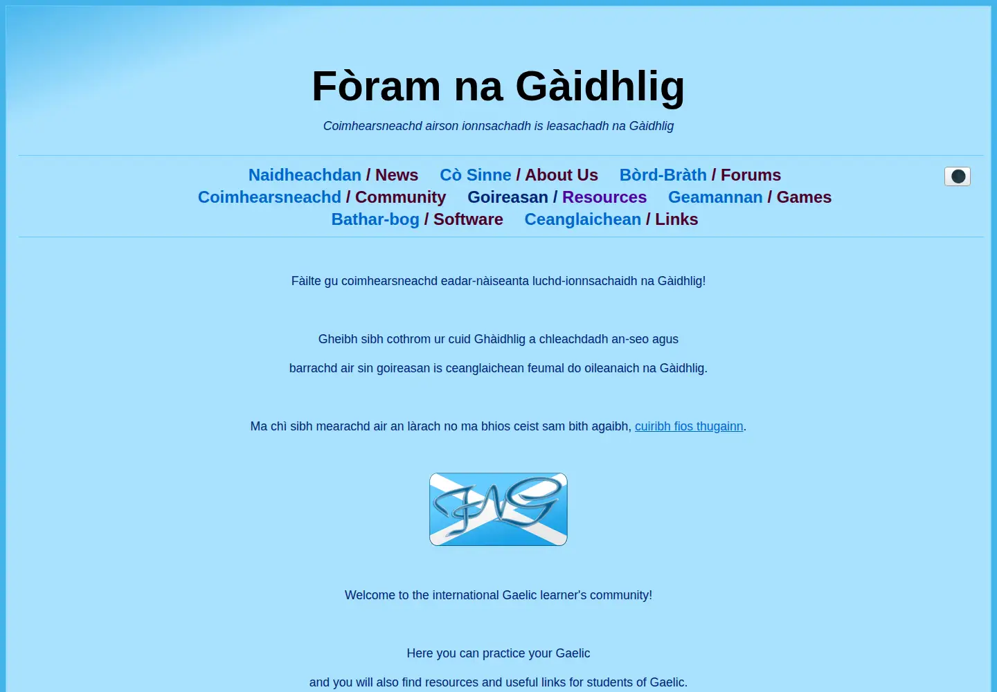 Screenshot of foramnagaidhlig.net
