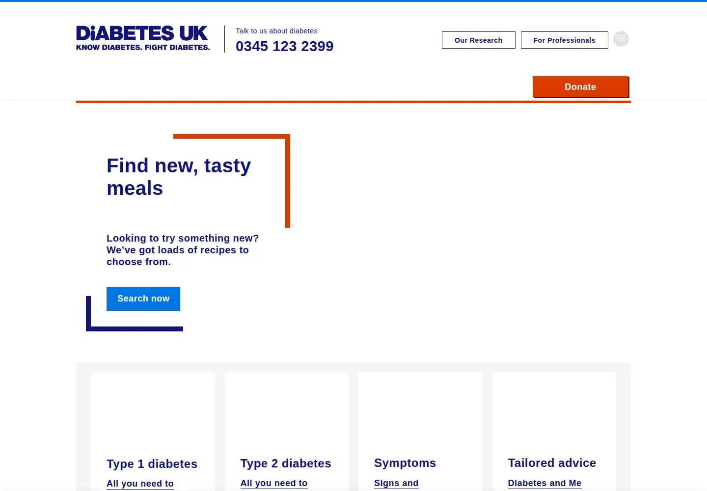 Screenshot of diabetes.org.uk