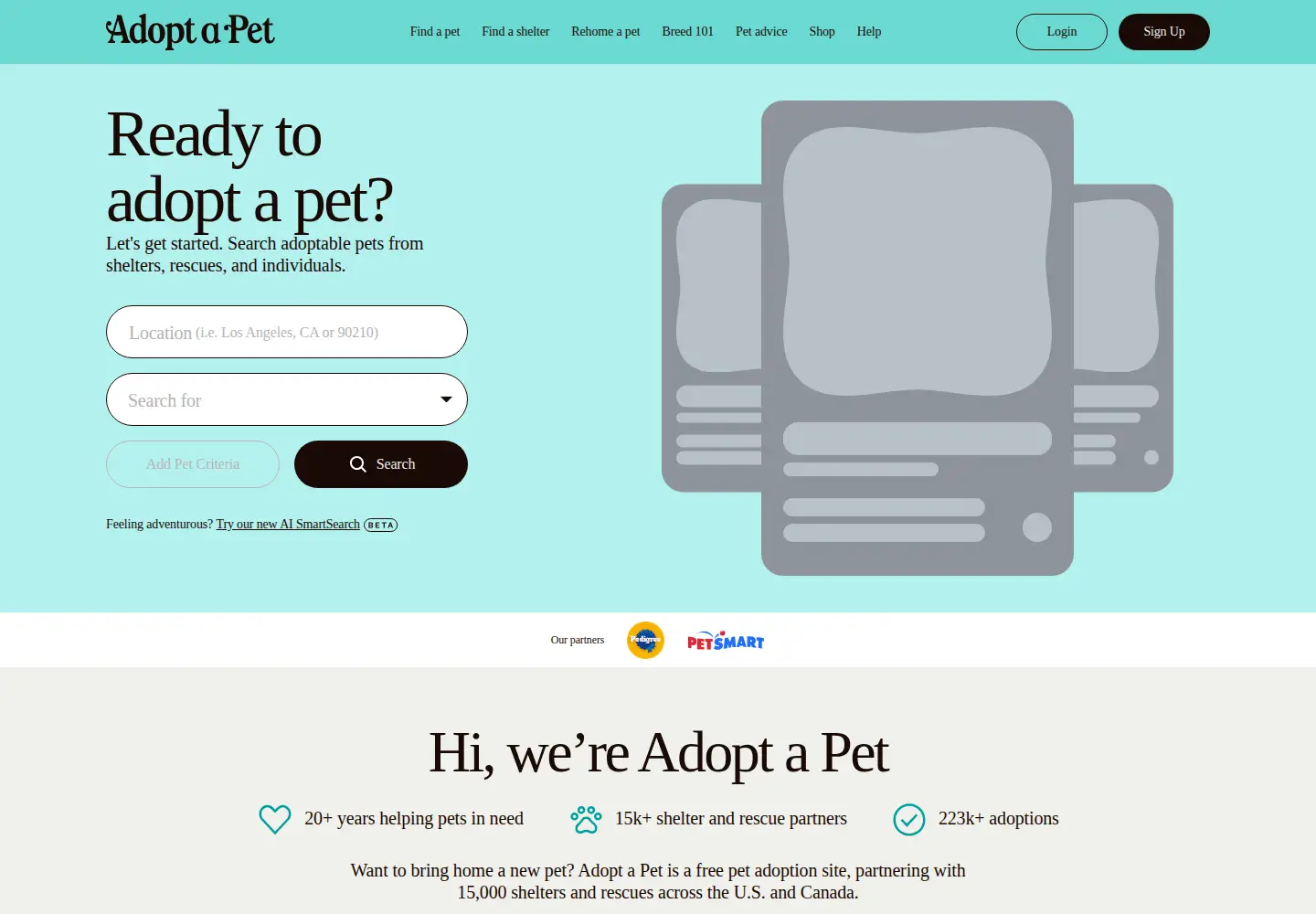 Screenshot of adoptapet.com