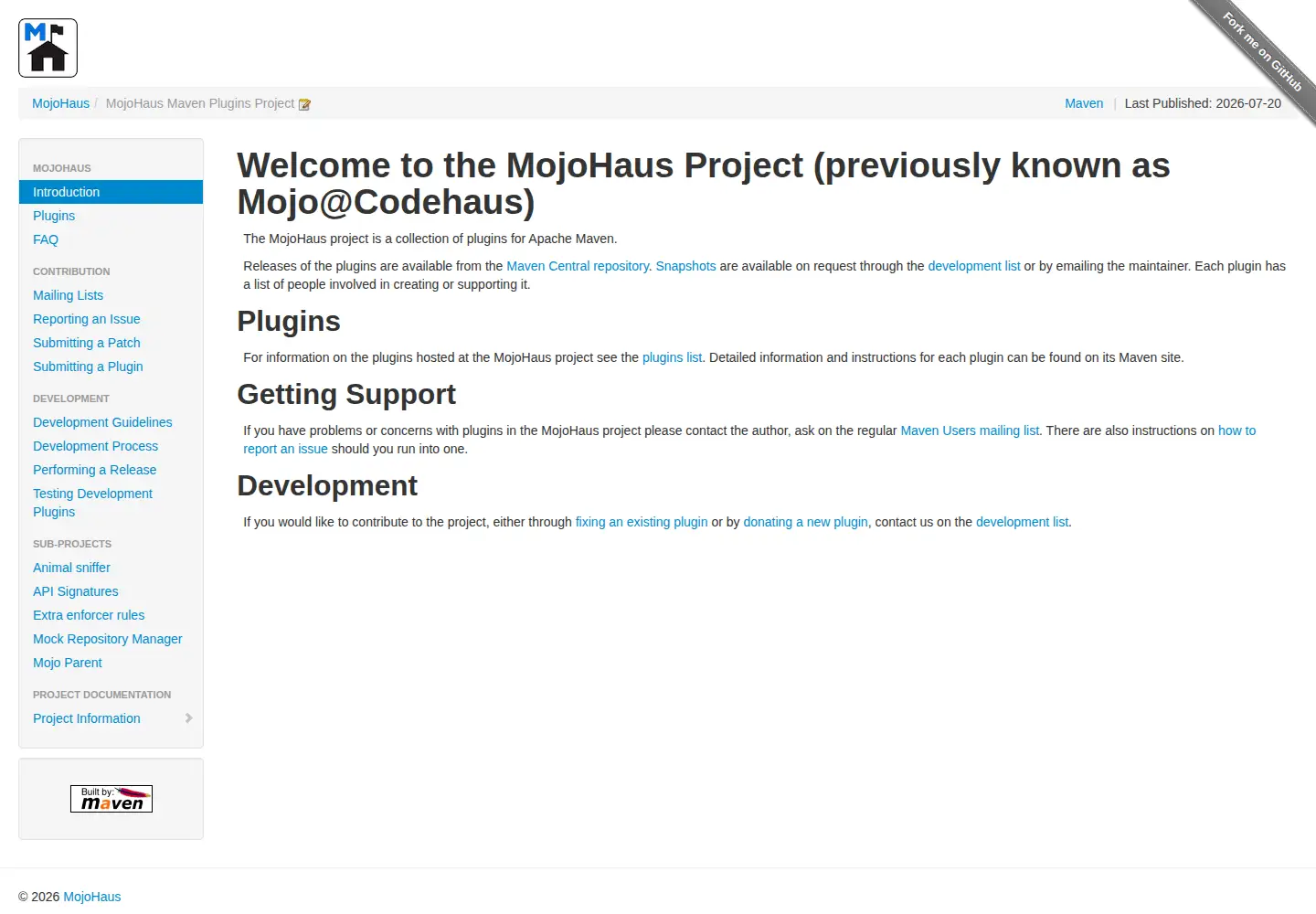 Screenshot of mojohaus.org